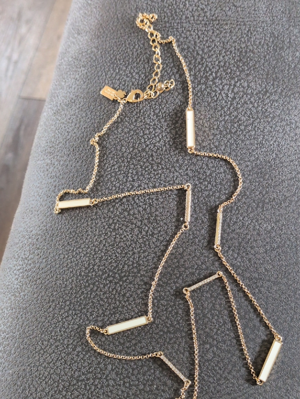kate spade Gold Bar Station Necklace with Cream Inlays